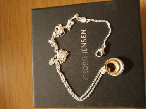 Georg Jensen Curve Sterling silver and 18 carat gold hoop necklace used - Afbeelding 1 van 5
