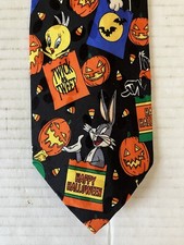 Looney Tunes Mania Men's Necktie Tie Silk Halloween Jack O' Lantern Bugs Bunny