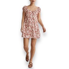 Madewell Margie Mini Dress 2P Red Abstract Floral Vintage Inspired Linen Blend