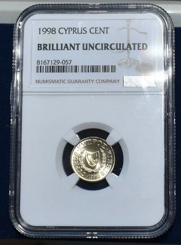 1998 CYPRUS 1 CENT - Brilliant Uncirculated NGC Graded Coin