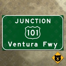 California US 101 Ventura Freeway highway road sign 1959 Los Angeles 14x8