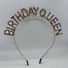 Birthday Queen Headband for Women Rainbow Rhinestones Crown for Girls Bday