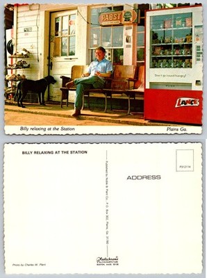Vintage Billy Carter Plains GA Gas Station Dog Pabst Lance Vending Postcard