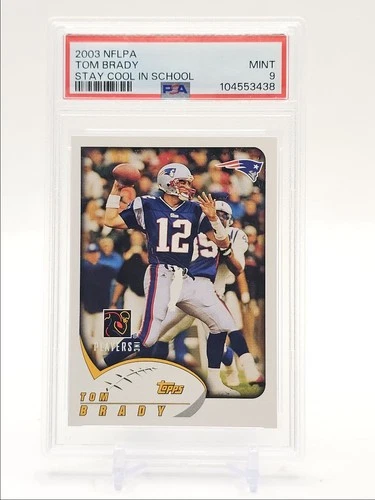 TOM BRADY 2003 TOPPS STAY COOL IN SCHOOL FOOTBALL PATRIOTS PSA 9 Q0004