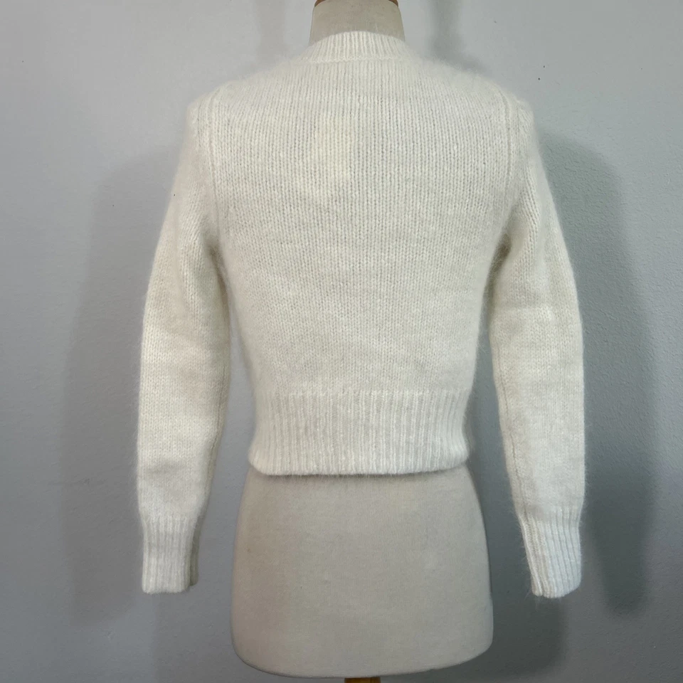 Cárdigan Corto Banana Republic XS Blanco Angora Corbata Frontal Coqueta Silencioso Lujo Foto 4 de 4