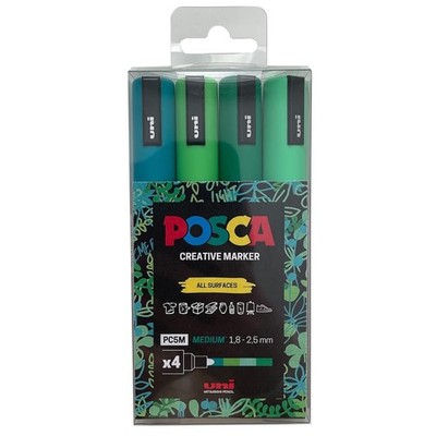 Green Tones Marker Set 4 Pack, Art Pens for School, Rock Art, Fabric Projects