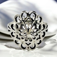 Vintage Sterling Silver Filigree Flower Ring-size 5