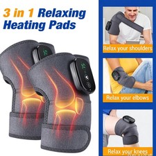 3 in 1 Heated Knee Wrap Black 3 Adjustable Vibrations Electric Heating Massager
