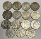 15 1922 P S 1923 P S 1925P-1935P Peace Silver Dollars, U.S. Coins Set Lot $1