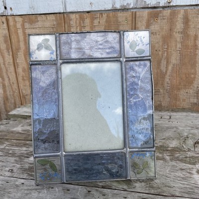 Stained Glass Pressed Floral Picture Lead Frame Holds 5''x3'' Vertical Horizontal
