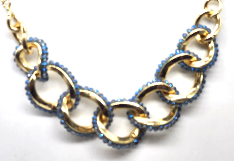 Ожерелье Kenneth Cole звенья золотистая отделка синие бусины цепочка adj 16–20 дюймов - Изображение 2 из 4