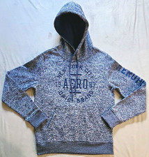 Aeropostale Men's Blue/Gray Pullover Hoodie w/ Graphic Logo Pockets, M