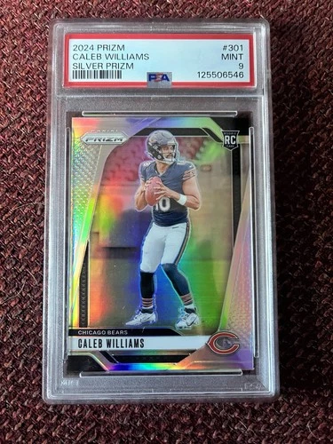 CALEB WILLIAMS 2024 PANINI PRIZM 301 RC ROOKIE SILVER PRIZM BEARS SP PSA 9 MINT