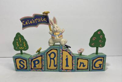 Wood Block Letters Celebrate Spring Parade Bunny Rabbit Easter *READ*