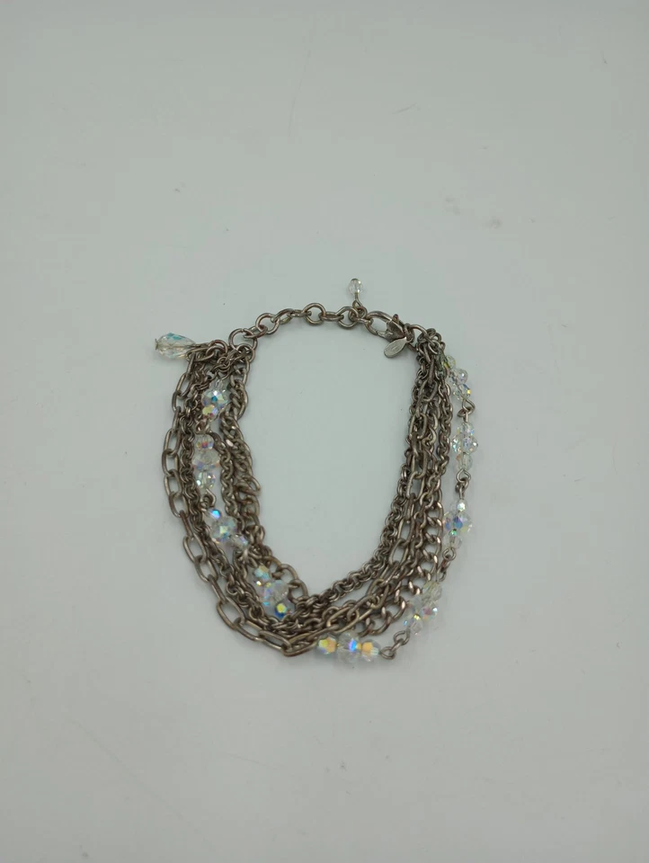 复古 Kirks Folly 银色 AB 水钻 5股链式手链 签名 — 第 4/4 张图片