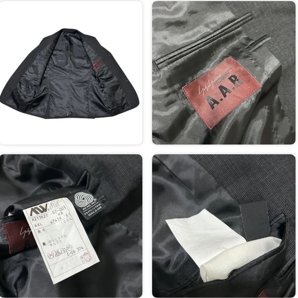 582 Años 90 Yohji Yamamoto D'URBAN A.A.R Traje De Colección Conjunto Hombres Gris Archivo Lana Foto 4 de 4
