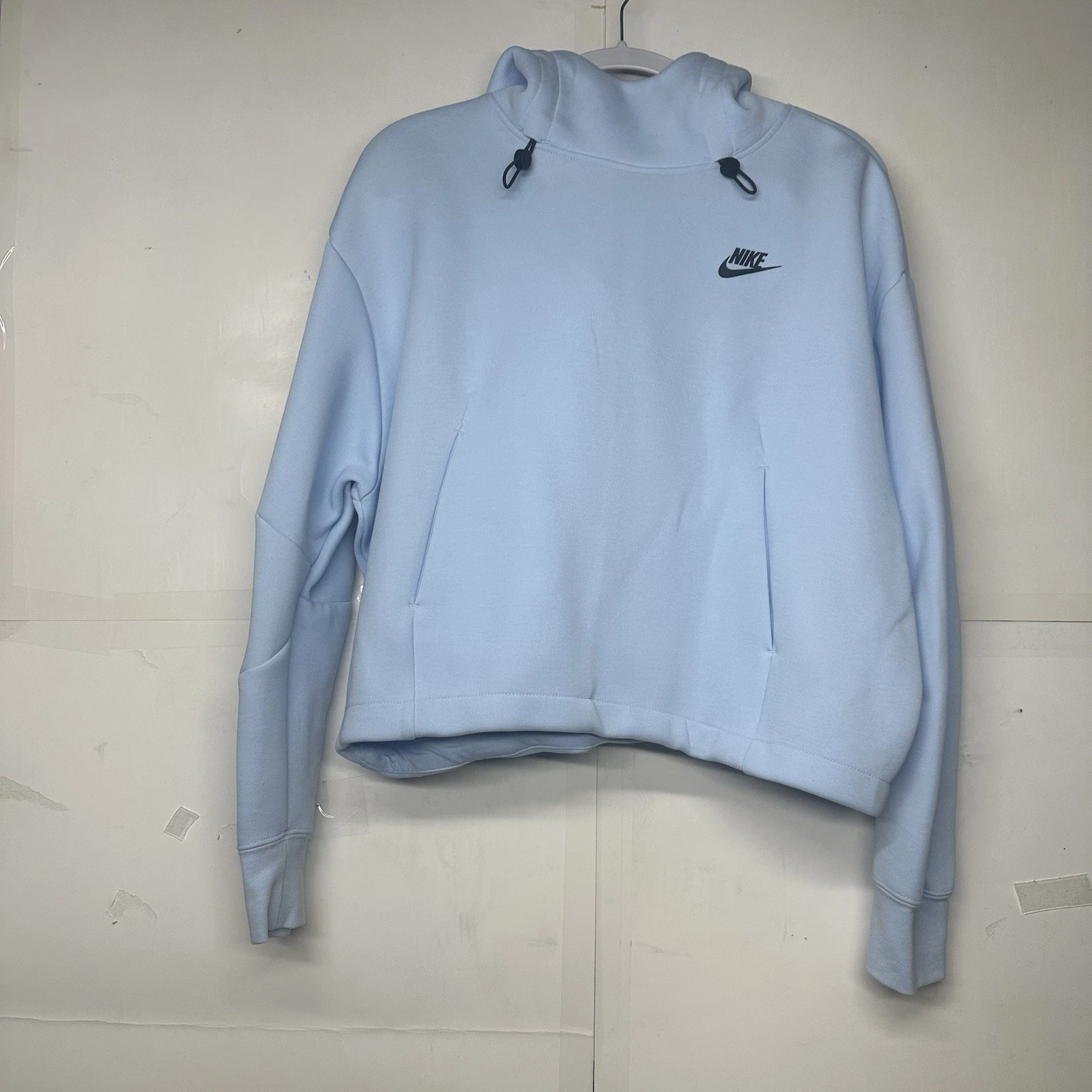 Nike Womens Medium Baby Blue Hoodie Swoosh Logo Cozy Pullover