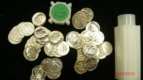 1960-P Roosevelt Proof Silver Dime Roll [50 Proof Dimes]