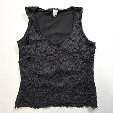 Hanky Panky Vintage Lace Tank Top Womens S Black Sheer Gothic Cami Retro