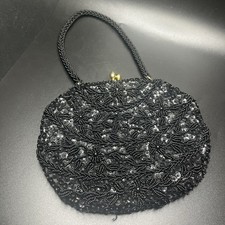 black sequin vintage formal handbag