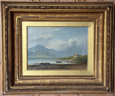 Antikes Ölgemälde Schottische Landschaft Loch Fyne von George Blackie Sticks