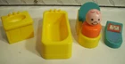 Vintage Fisher price little people Bathroom Bathtub Sink Toilet Scale Boy lot