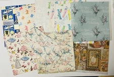 Vintage Gift Wrapping Paper Lot of 9 Sheets Baby Wedding Graduation Etc