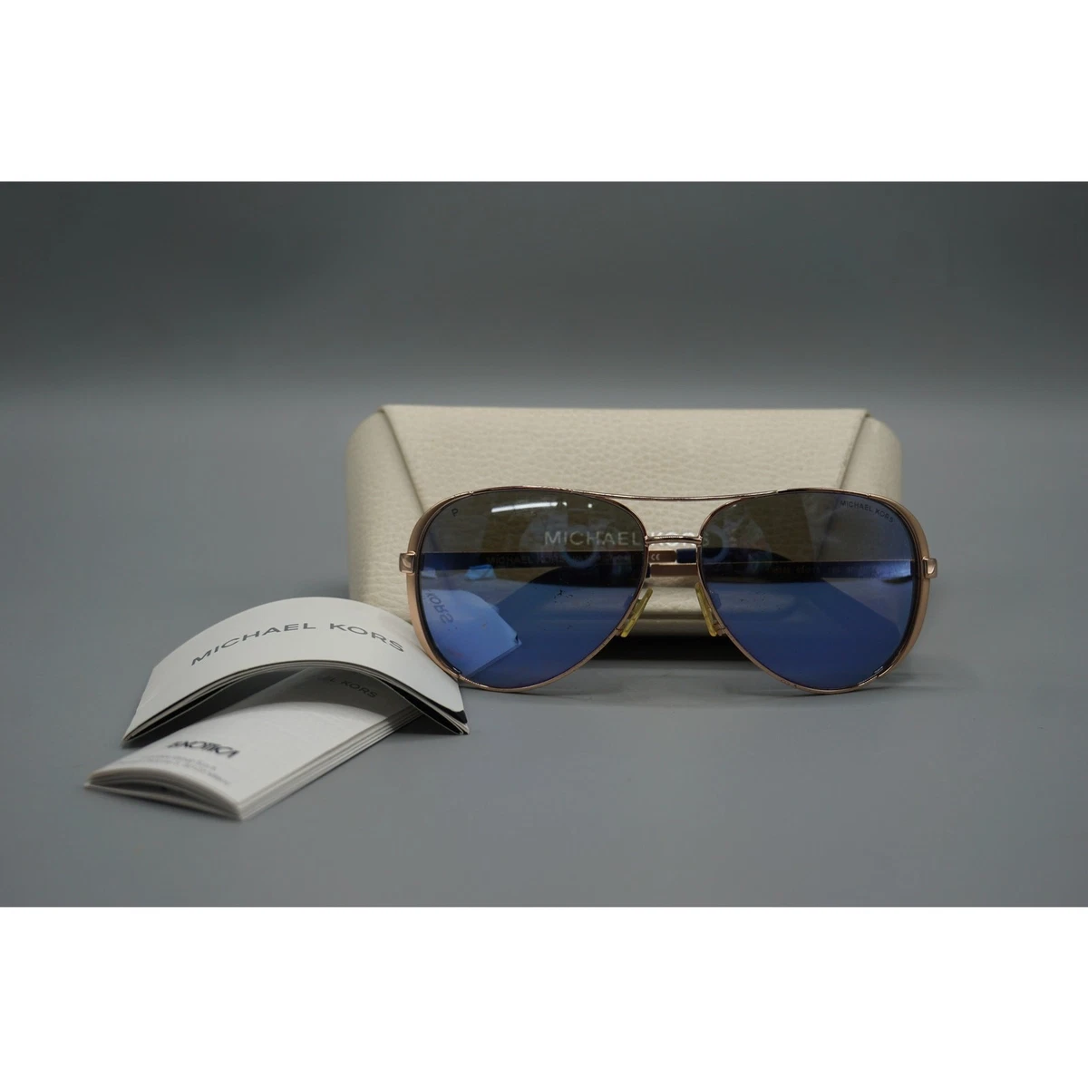 Michael Kors Women’s Round Gray-Blue Frame Sunglasses Michael Kors MK5007 Hvar Rose Gold w/Blue main image 2