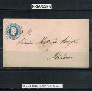 Preussen Brief GSU 12 von Hamm nach Minden gepr. Wasels BPP