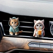 Cute Cat Acrylic Car Aromatherapy, Long-Lasting Fragrance, Vent Clip, Decorative