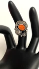 Vintage SS Southwest Native Amer. By Silver Cloud Spiny Oyster/Onyx Ring  Size 5