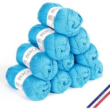10 pelotes de laine - Lagon - 100% coton bio - 3mm - Tricot et crochet - Bergère