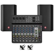 Harbinger VARI V1112 12" Powered Speakers Package With LV12 Mixer and Cables
