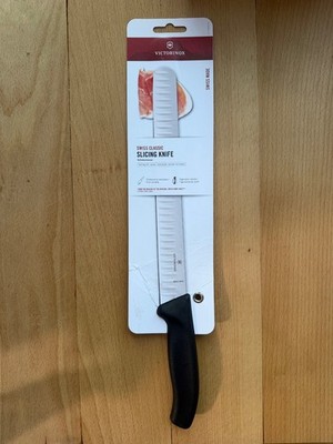 Victorinox 10.25 Inch Swiss Classic Slicing Knife with Granton Blade, Black
