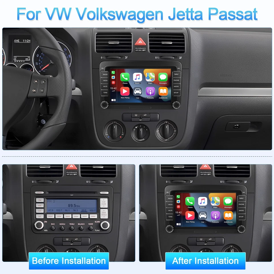 7" For Volkswagen Jetta 2005-2015 Fit for CarPlay Android13 Car Radio Stereo GPS - Image 3 of 4