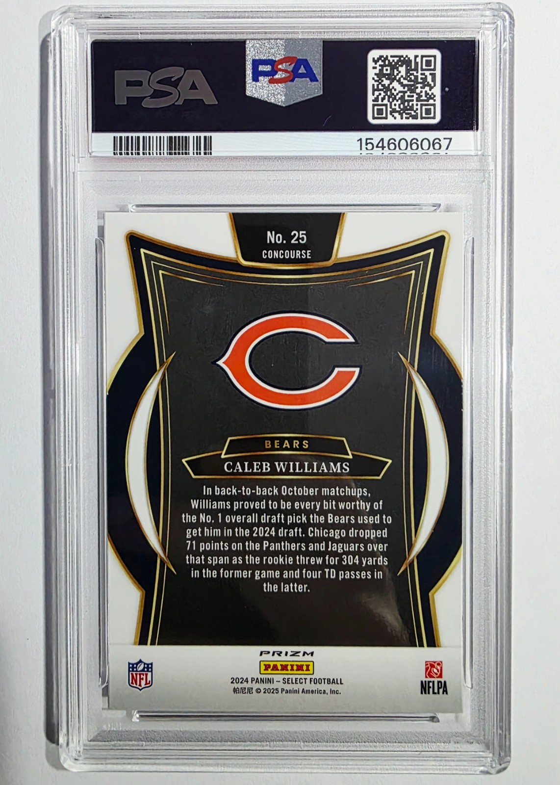 2024 Select # 25 ● Caleb Williams RC ● Concourse ● Black and Red Shock ● PSA 9!! view 8