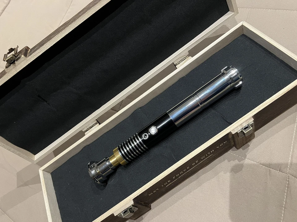 Spada Laser Star Wars Luke Skywalker Lightsaber Metal Jedi Replica Wooden Box - Image 3 of 4