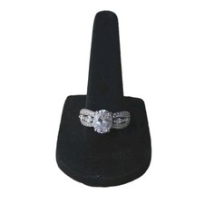 Designer Sterling Silver White Crystal Ring 925 Size 9 Weighs 6g