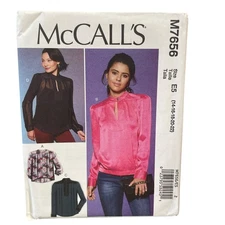 McCALL'S M7656 Misses' Tops Size E5 14-22 Modern Blouse Pattern