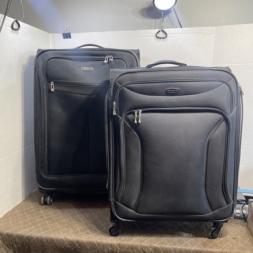 2PC SAMSONITE SOFT SHELL ROLLING LUGGAGE - BLACK spinner Two Bags Work Great