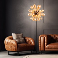 Stehleuchte Wohnzimmerleuchte Standlampe Glaskugeln Amber Gold 6-Flammig 155Cm