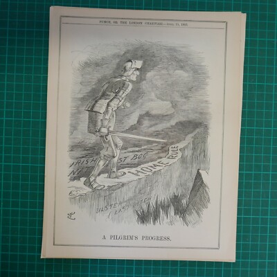 7x10'' Punch Cartoon 1893 A PILGER FORTSCHRITT Gladstone Hausherrschaft Irland