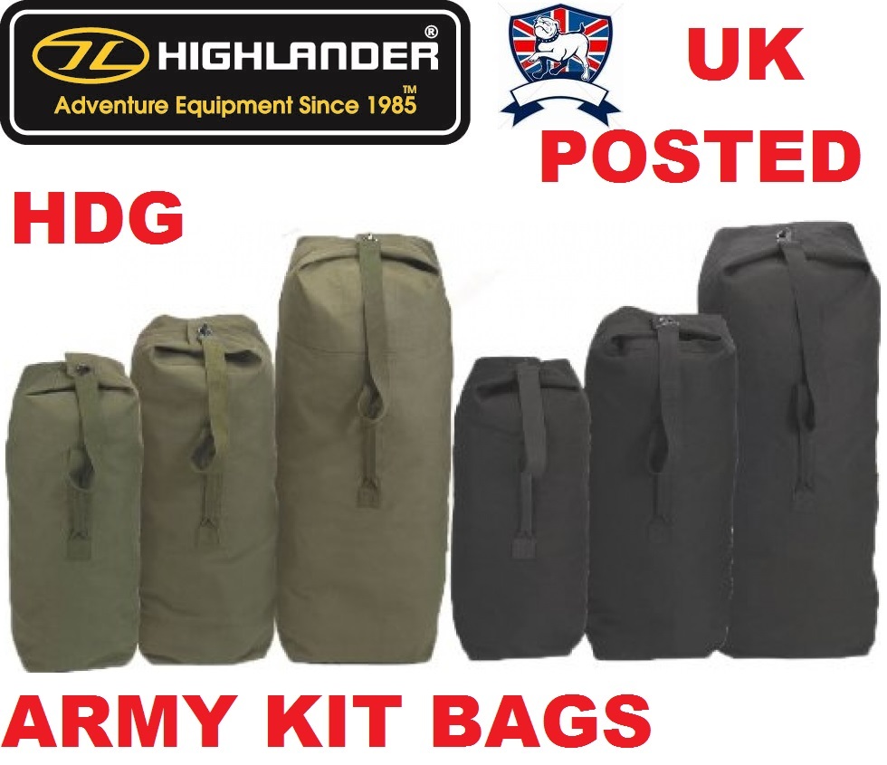 ARMY KIT BAG HIGHLANDER HEAVY DUTY CANVAS STYLE SIZES BLACK GREEN  HOLDALL