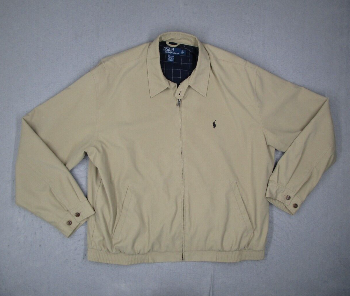 Giacca Vintage Polo Ralph Lauren Uomo Grande Beige Full Zip Bomber Bi Swing Pony