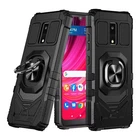 For BLU View 4 B135DL Case Shockproof Ring Stand Phone Cover w/ Tempered Glass