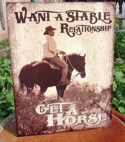 Want a Stable Relationship Get Horse Tin Metal Sign Vintage Wall Garage Classic