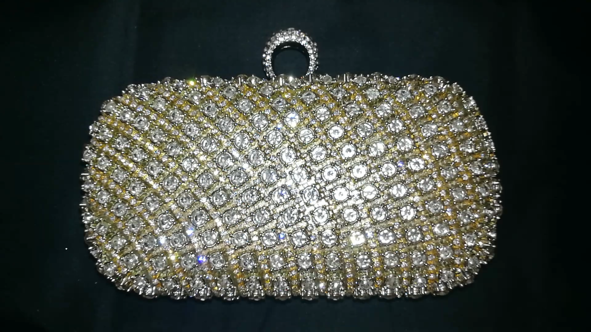 Gold Rhinestone Crystal Women Evening Party Clutch Bag Wedding