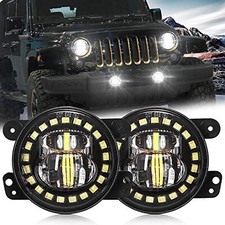 AUDEXEN 4 Inch Led Fog Light with White Halo Ring/Fog lights Projector Compat...