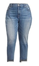 Terra  Sky Women's Plus Size 20W Blue Med. Wash Denim 5-Pocket Step Hem Jeans