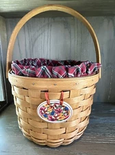 Longaberger 1995 Fall Basket Shades of Autumn Tie on & Plaid liner